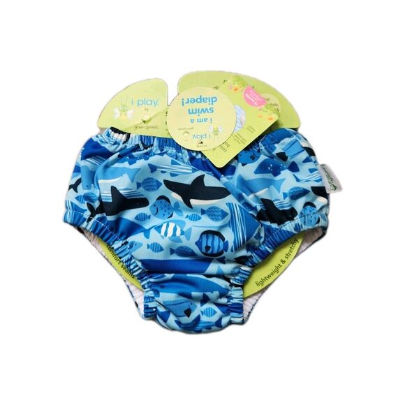 i play. Other - NWT i play iplay green sprouts Swim Swimsuit Diaper Reusable Blue Sharks 12M